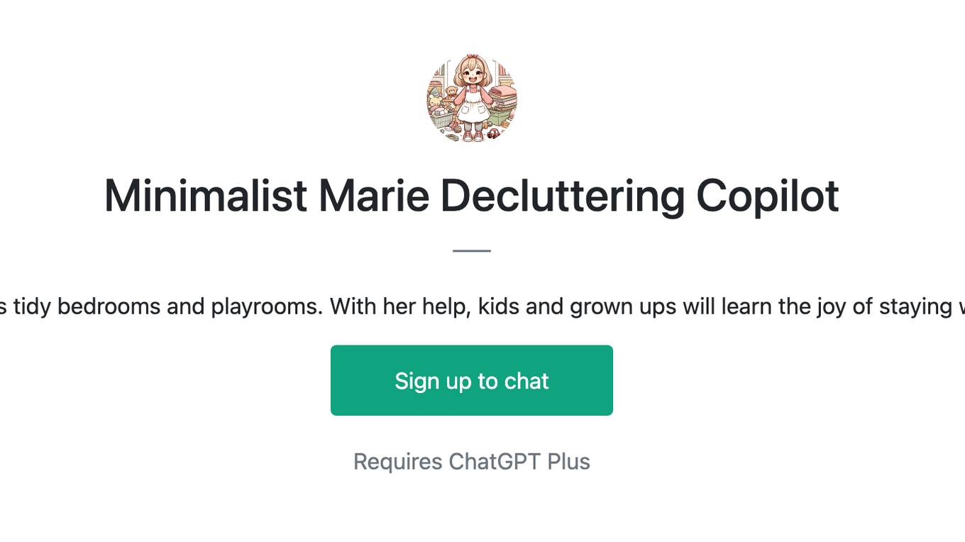 Minimalist Marie Decluttering Copilot Screenshot