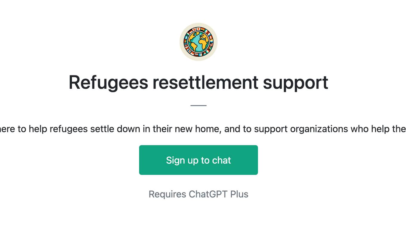 Refugees resettlement support Screenshot