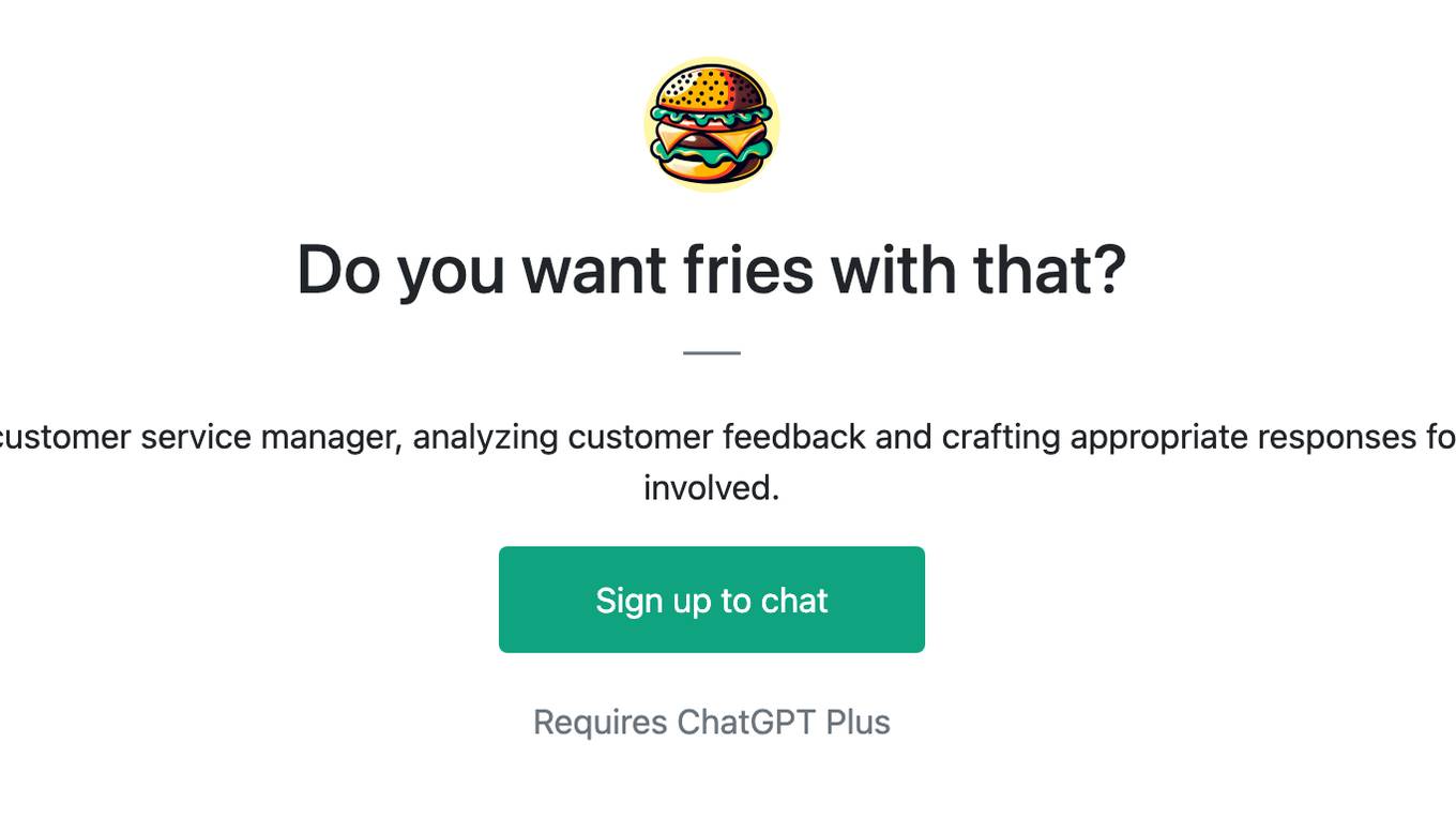 Do you want fries with that? Screenshot