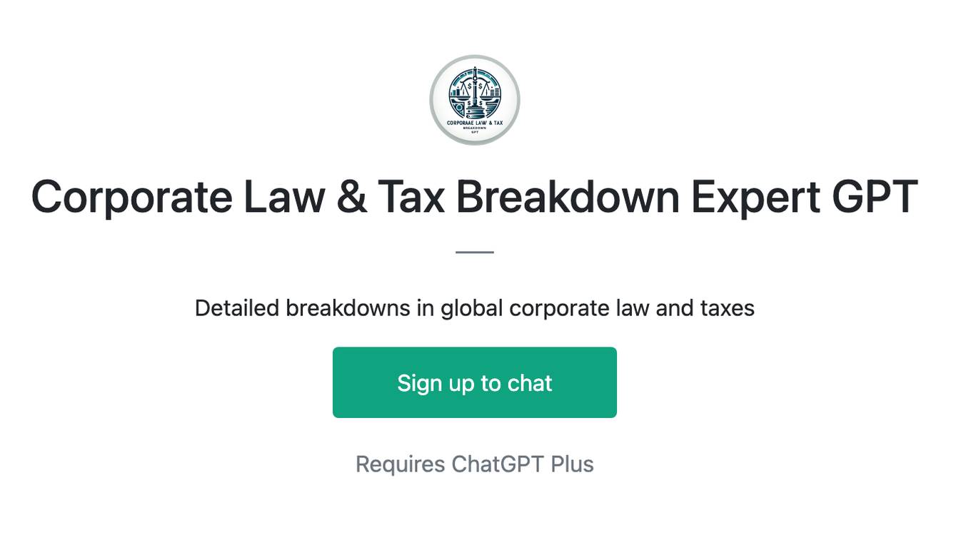 Corporate Law & Tax Breakdown Expert GPT Screenshot