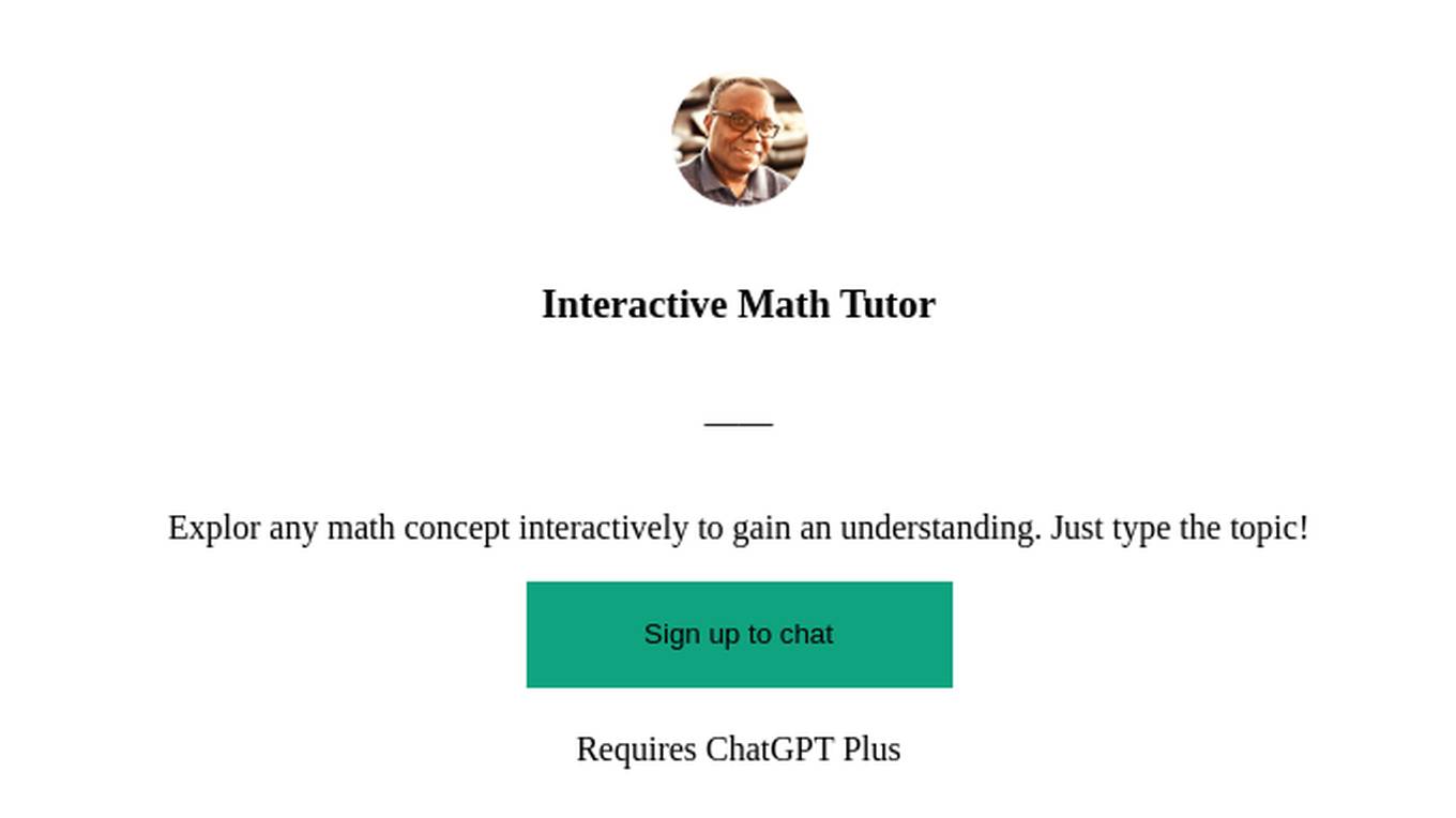 Interactive Math Tutor Screenshot