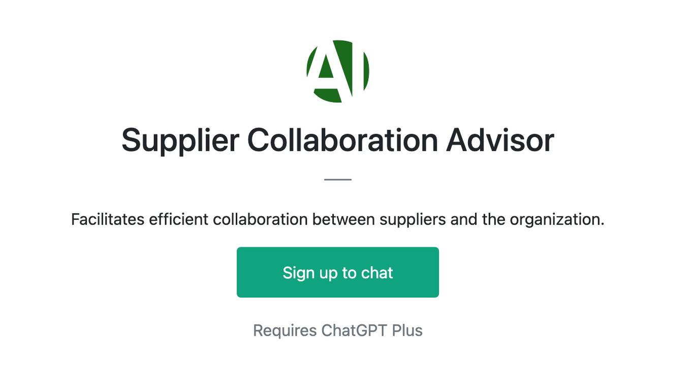 Supplier Collaboration Advisor Screenshot