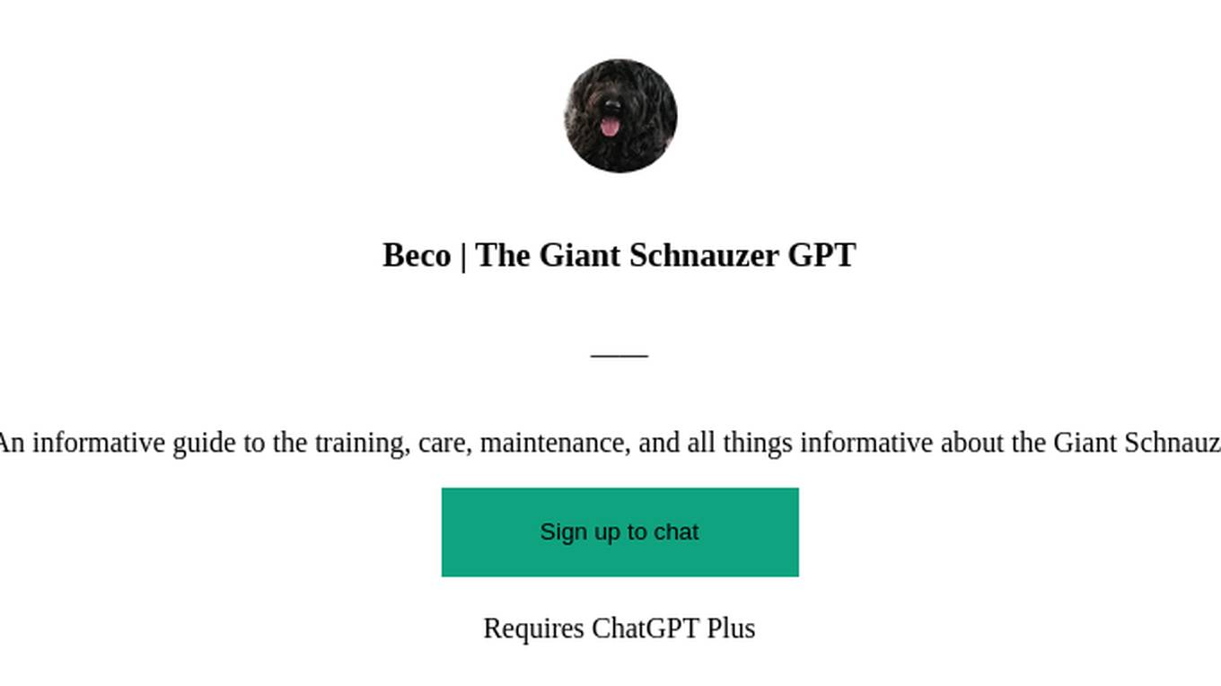 Beco | The Giant Schnauzer GPT Screenshot