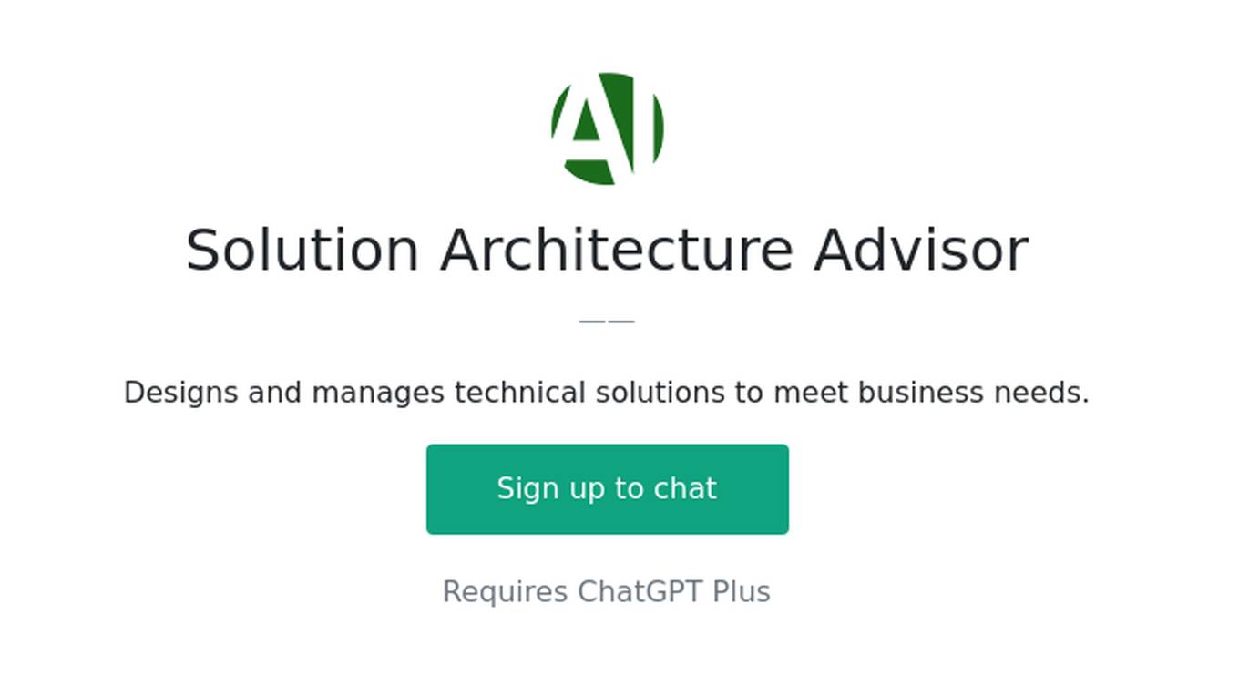 Solution Architecture Advisor Screenshot