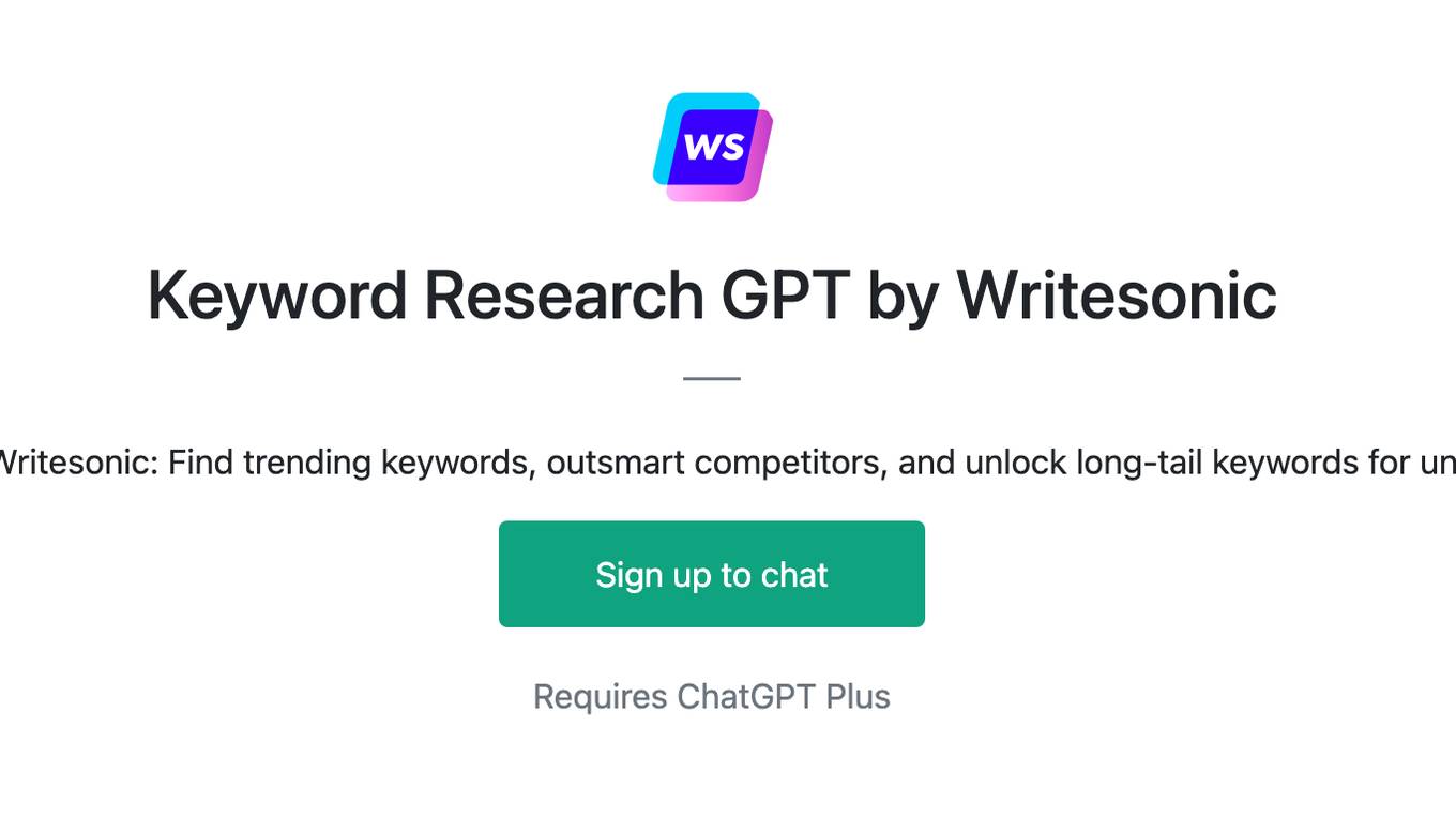 Keyword Research GPT by Writesonic Screenshot