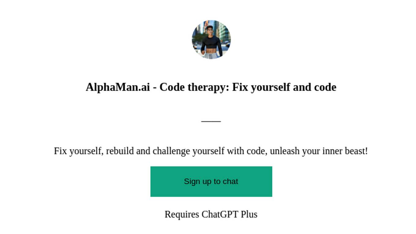 AlphaMan.ai - Code therapy: Fix yourself and code Screenshot