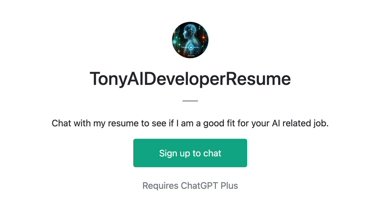 TonyAIDeveloperResume Screenshot