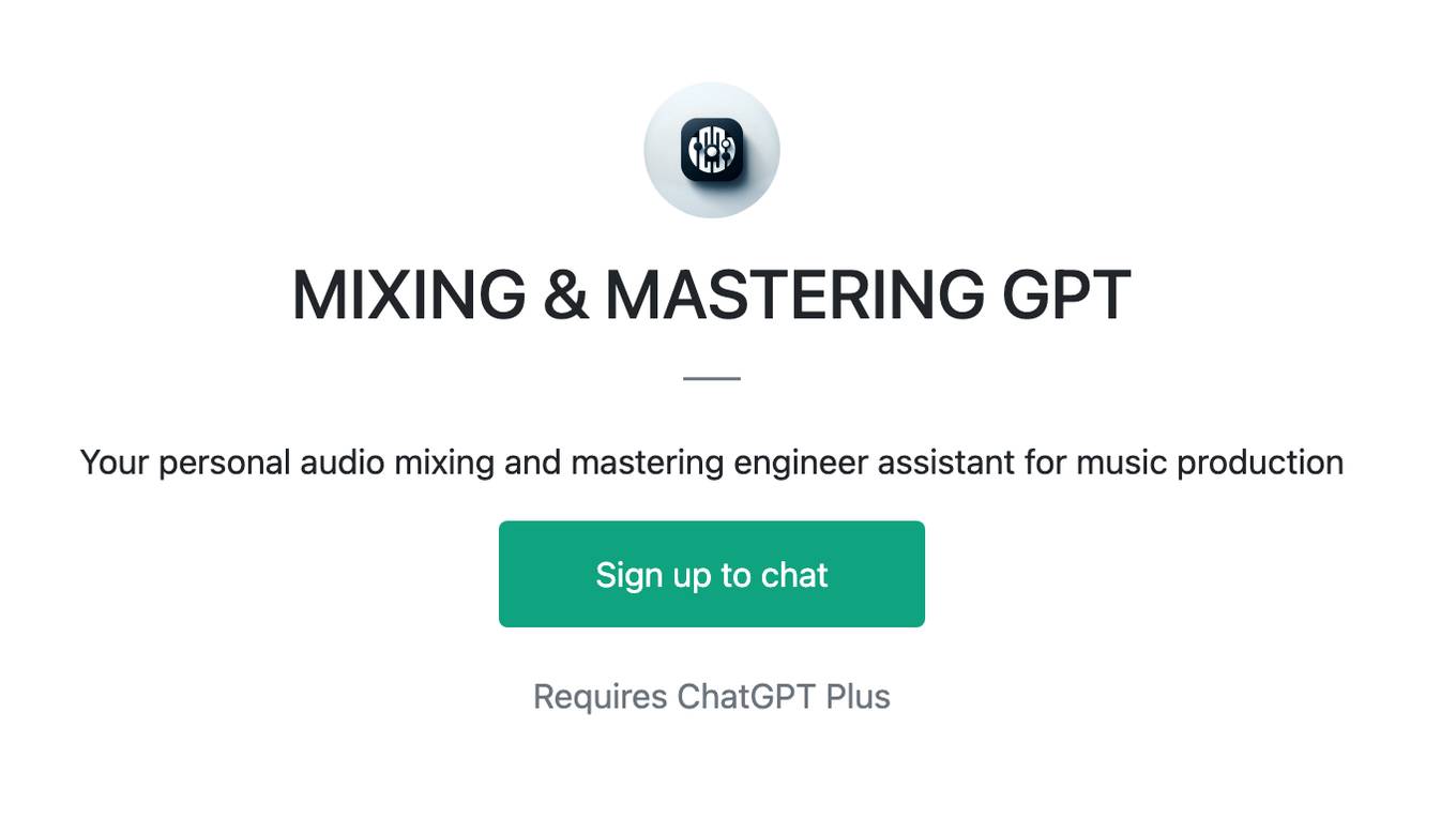 MIXING & MASTERING GPT Screenshot