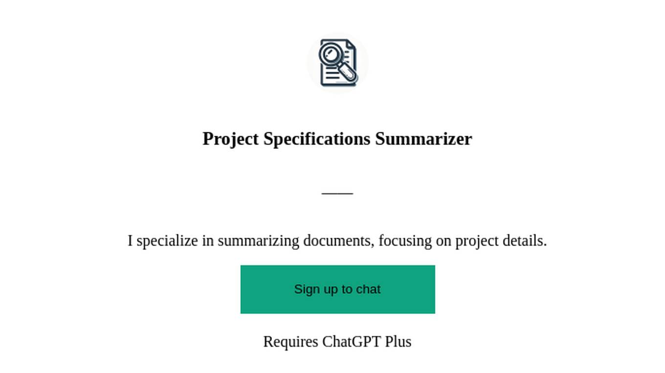 Project Specifications Summarizer Screenshot