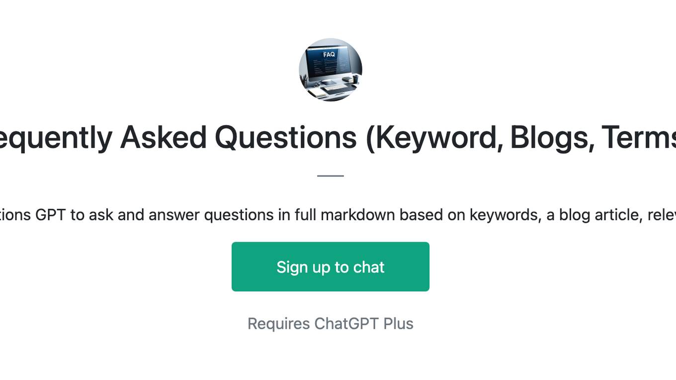 Frequently Asked Questions (Keyword, Blogs, Terms) Screenshot