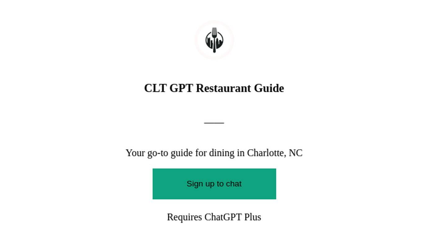 CLT GPT Restaurant Guide Screenshot