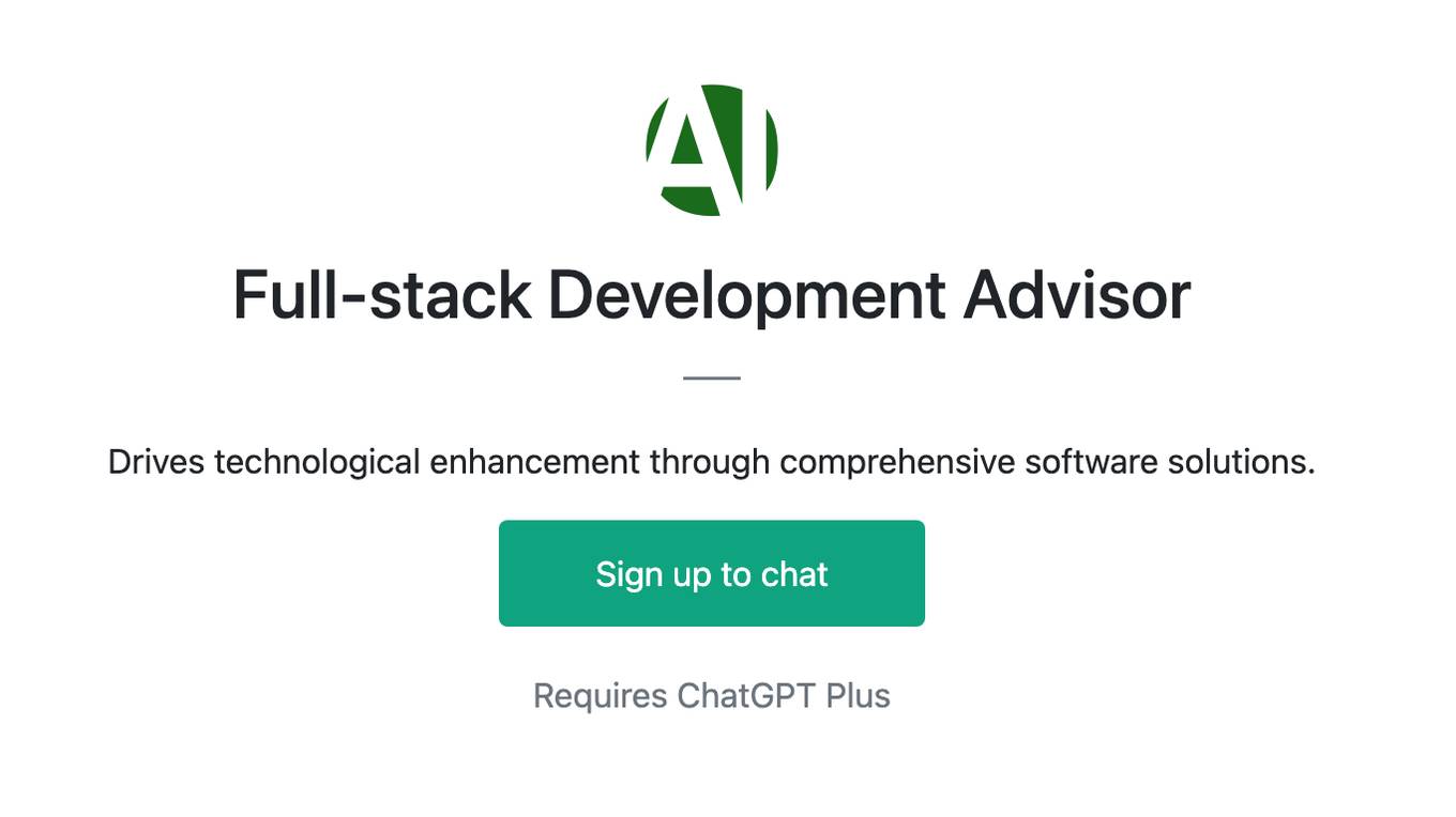 Full-stack Development Advisor Screenshot