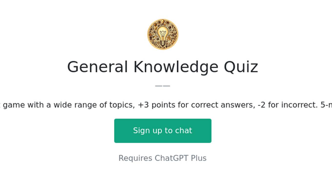 General Knowledge Quiz Screenshot