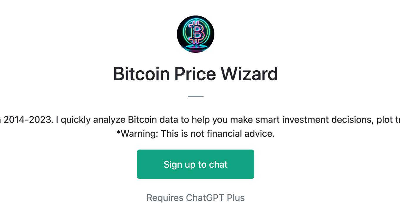 Bitcoin Price Wizard Screenshot