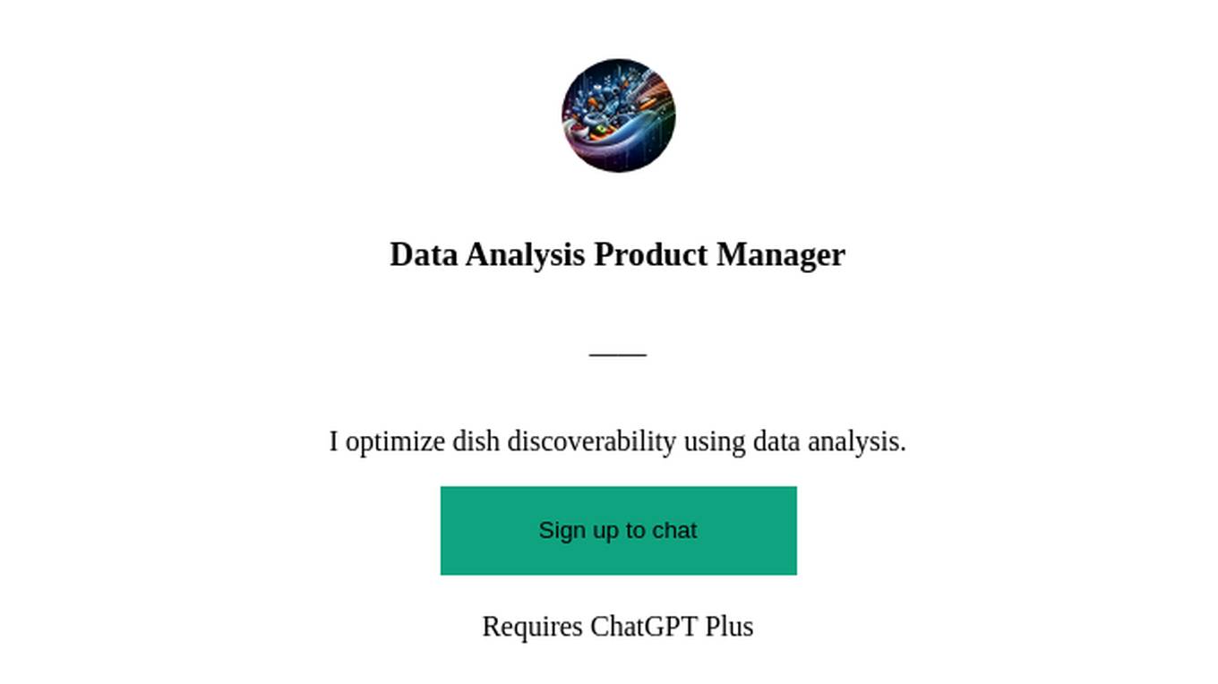 Data Analysis Product Manager Screenshot