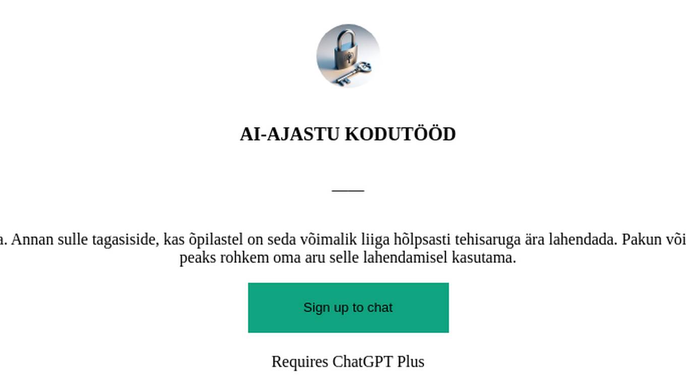 AI-AJASTU KODUTÖÖD Screenshot