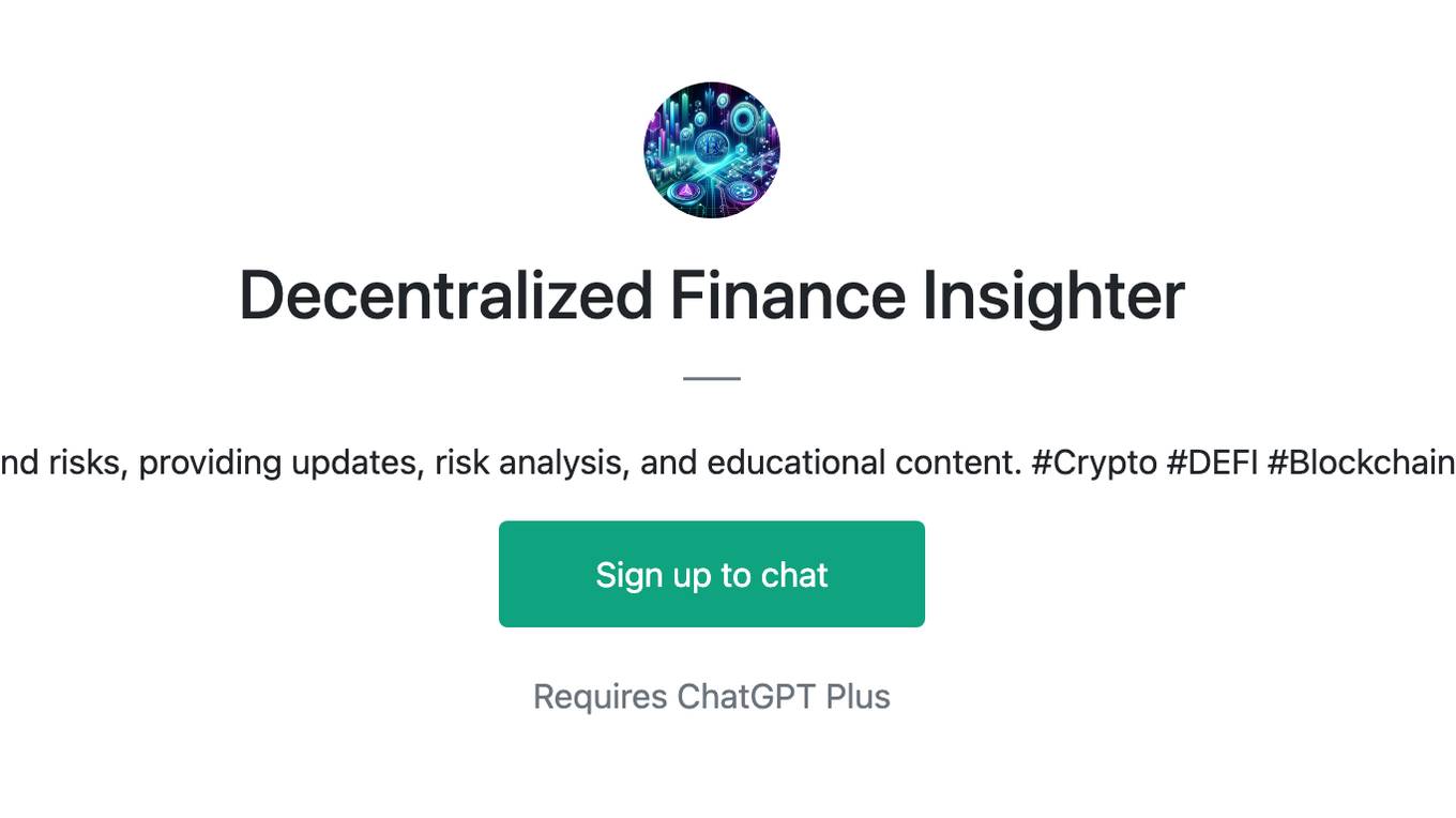 Decentralized Finance Insighter Screenshot