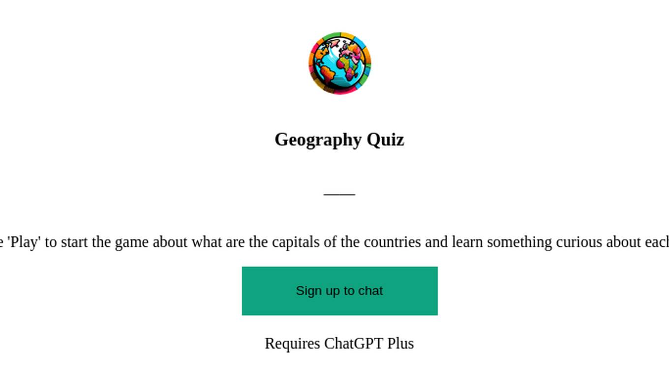 Geography Quiz Screenshot