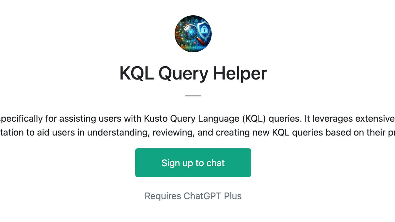 KQL Query Helper Screenshot