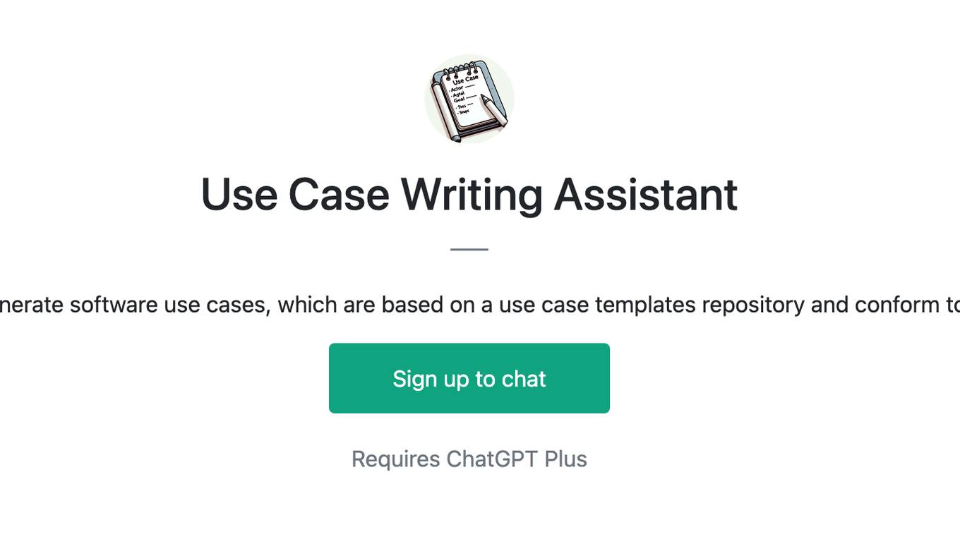 Use Case Writing Assistant Screenshot