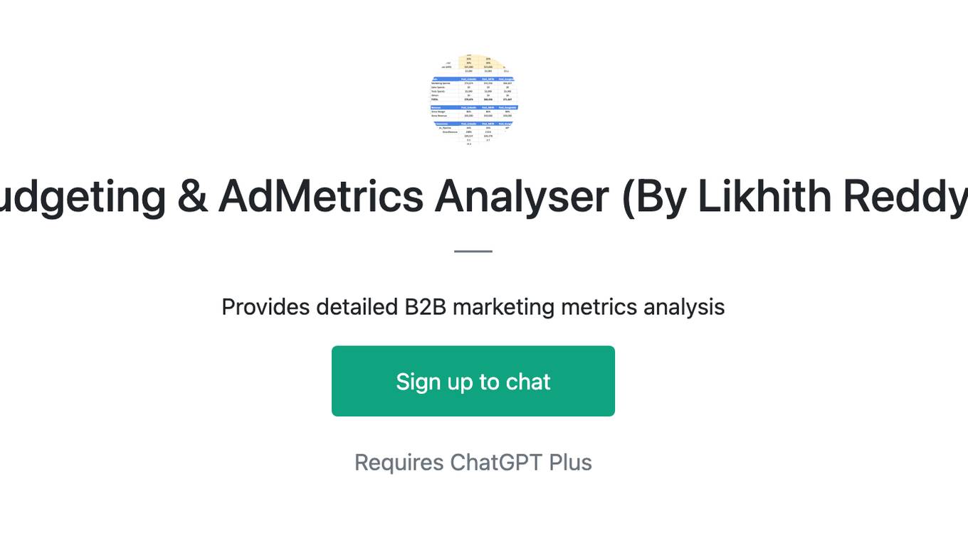Budgeting & AdMetrics Analyser (By Likhith Reddy) Screenshot