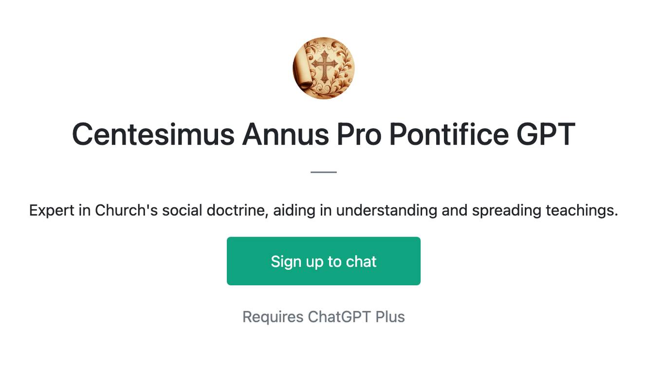 Centesimus Annus Pro Pontifice GPT Screenshot