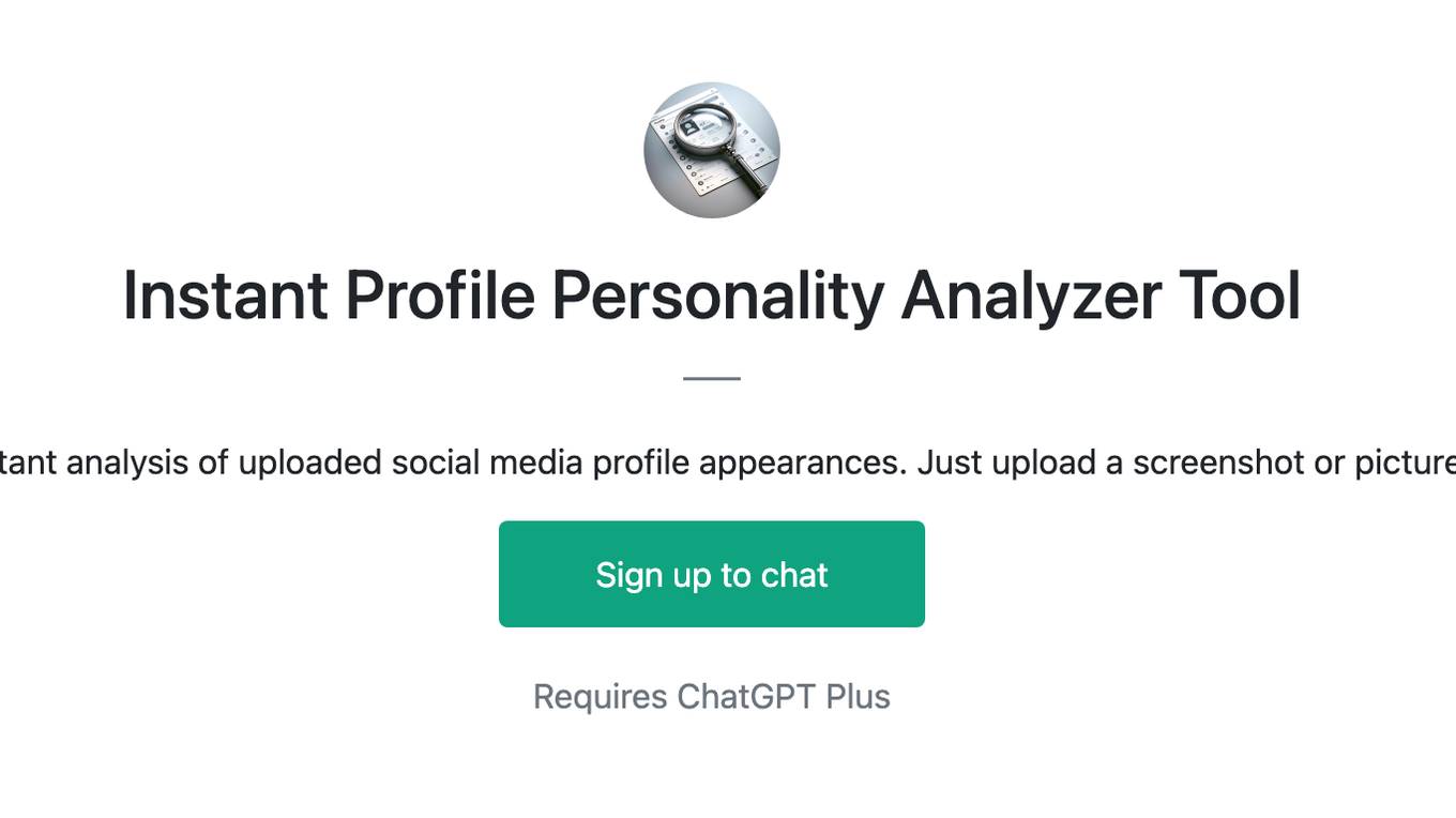 Instant Profile Personality Analyzer Tool Screenshot