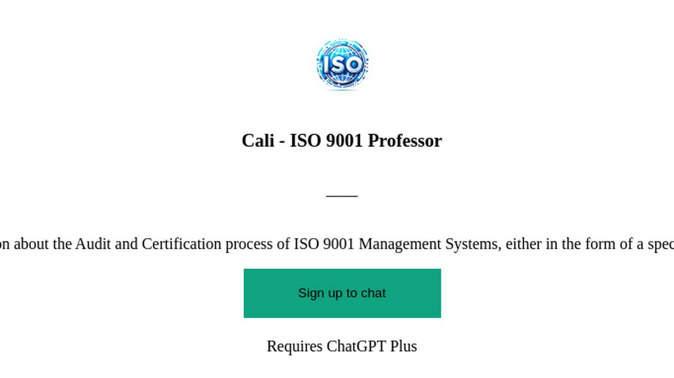 Cali - ISO 9001 Professor Screenshot