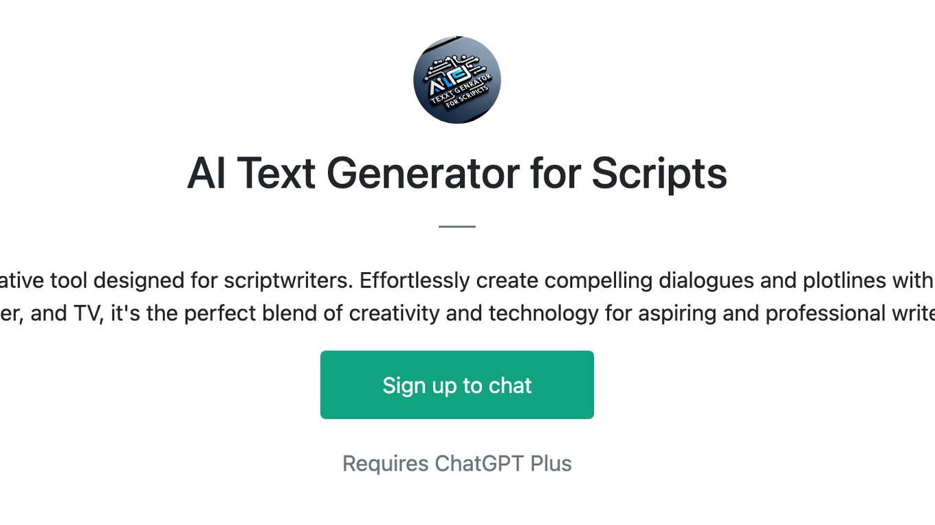 AI Text Generator for Scripts Screenshot