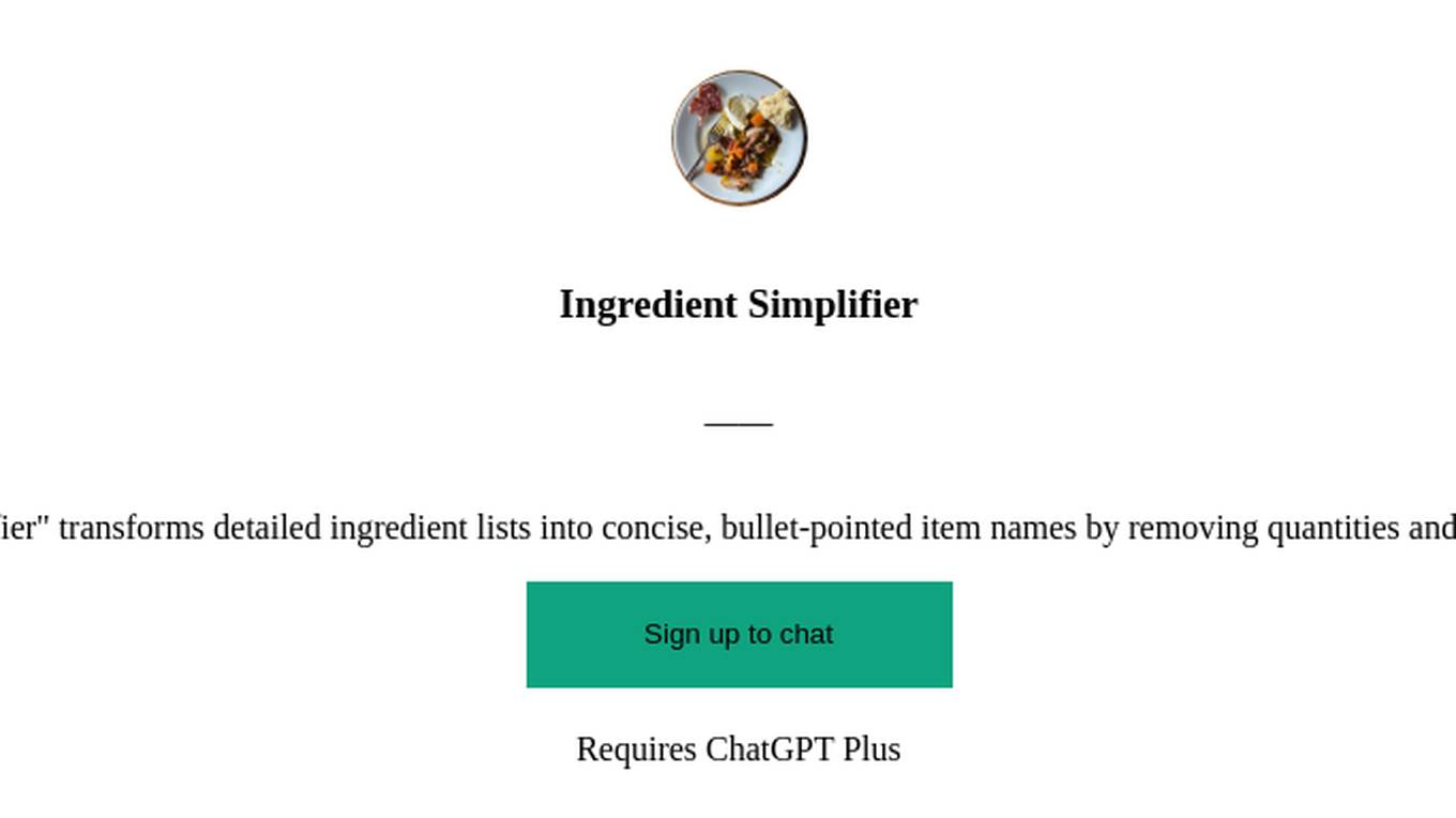 Ingredient Simplifier Screenshot