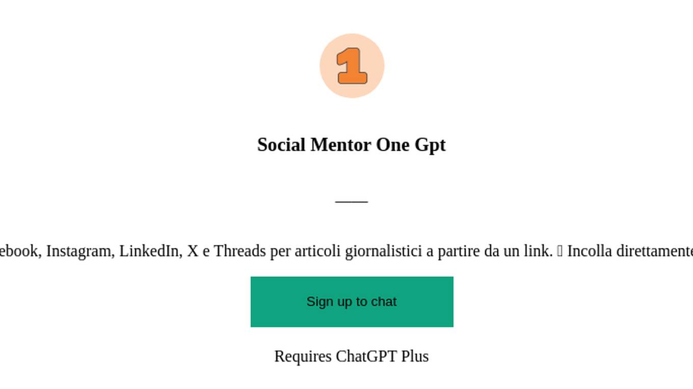 Social Mentor One Gpt Screenshot