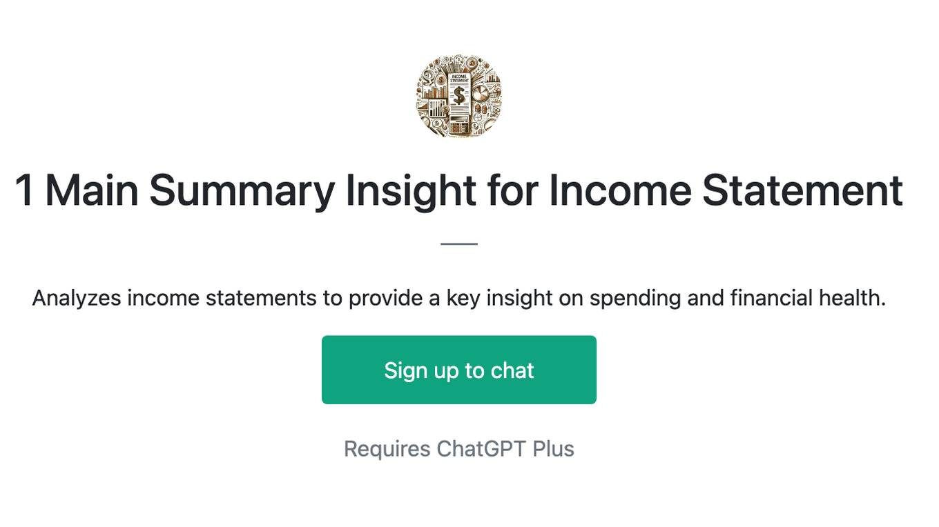 1 Main Summary Insight for Income Statement Screenshot