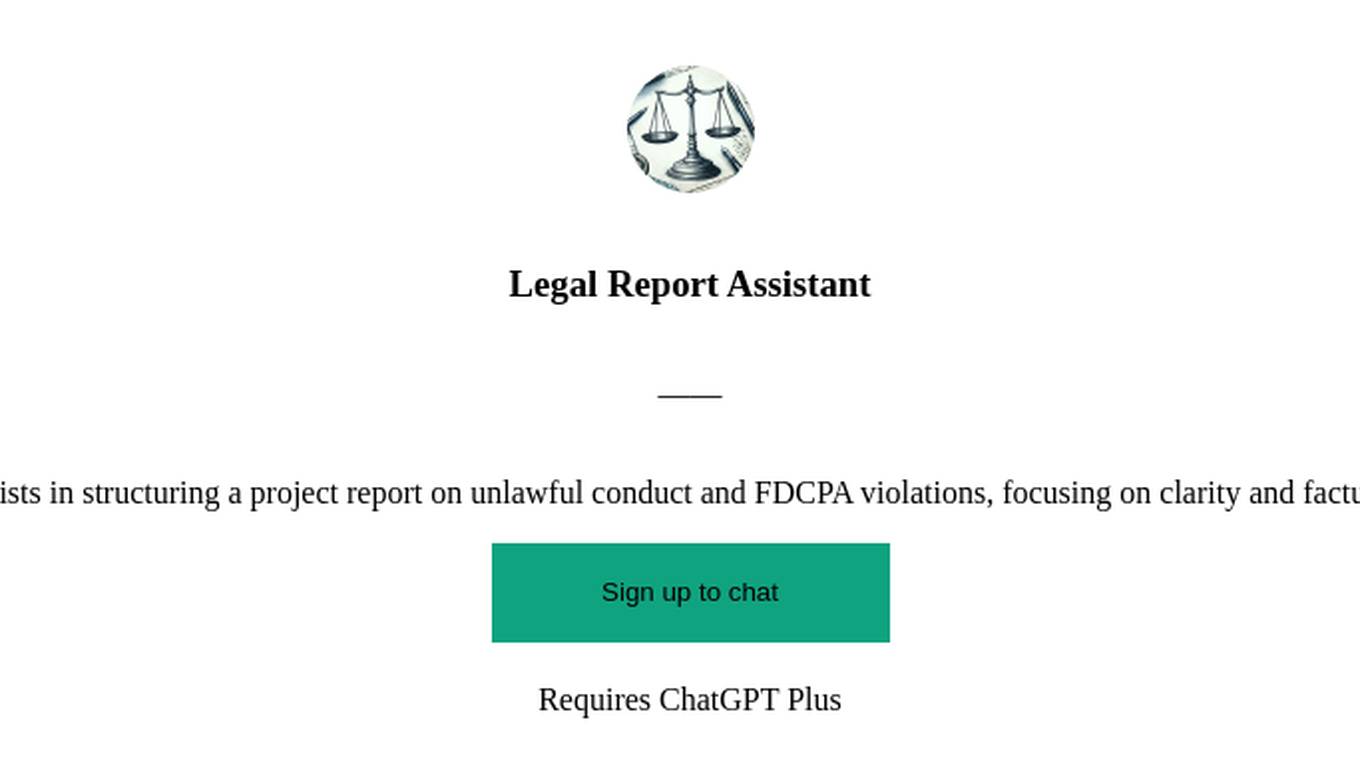 Legal Report Assistant Screenshot