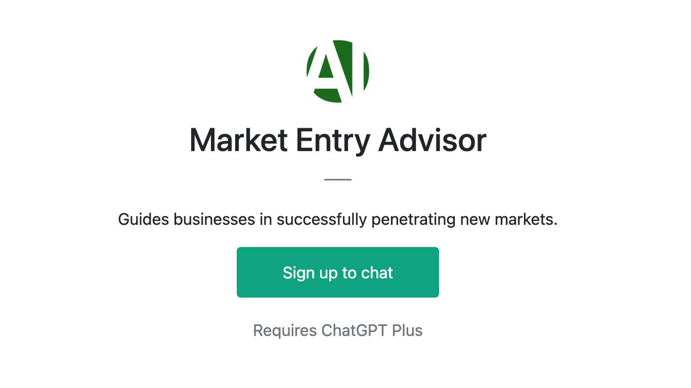 Market Entry Advisor Screenshot