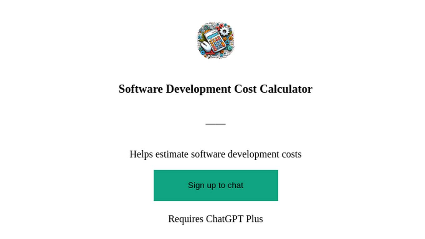 Software Development Cost Calculator Screenshot