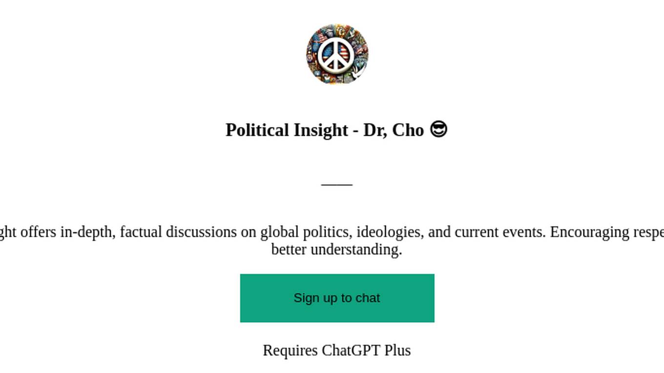 Political Insight - Dr, Cho 😎 Screenshot