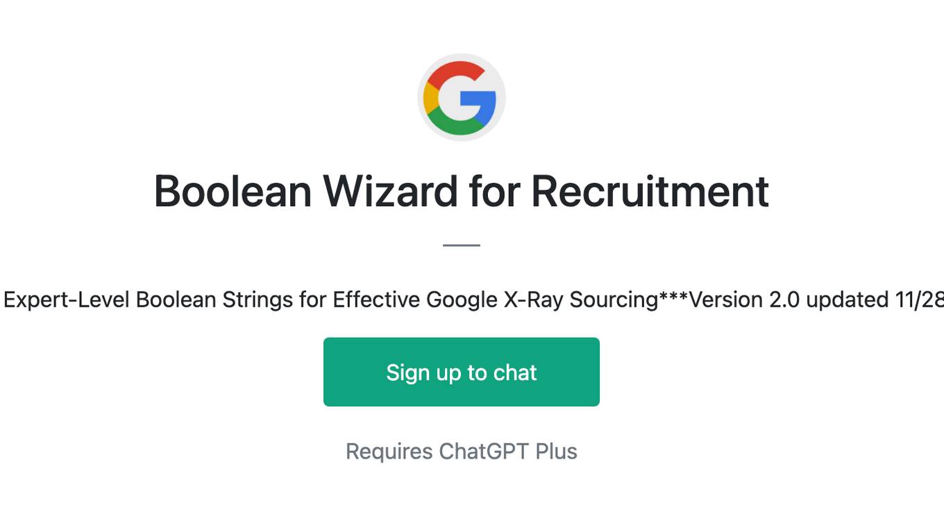 Boolean Wizard for Recruitment Screenshot