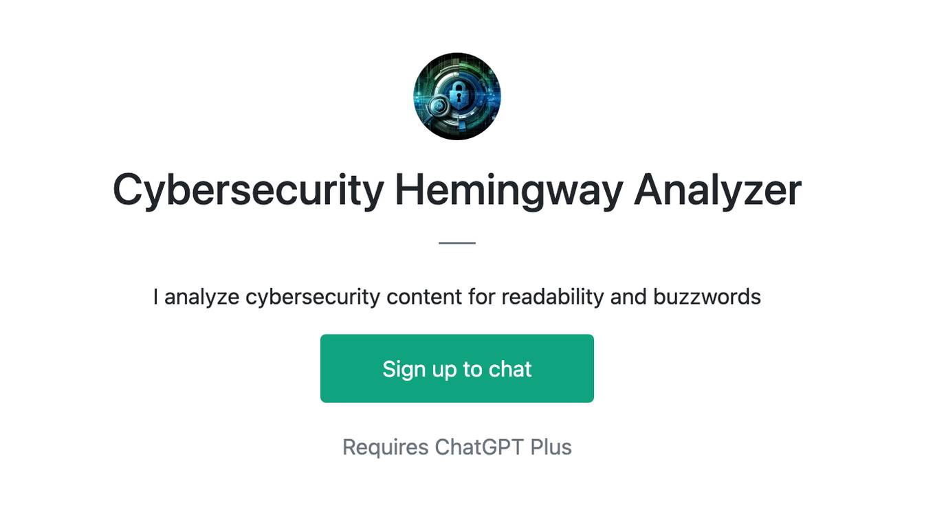 Cybersecurity Hemingway Analyzer Screenshot