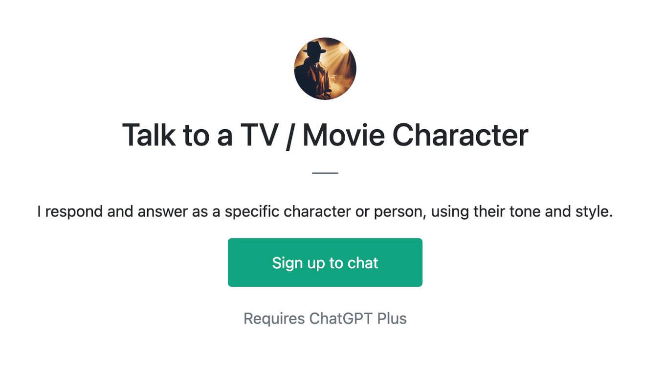 Talk to a TV / Movie Character Screenshot