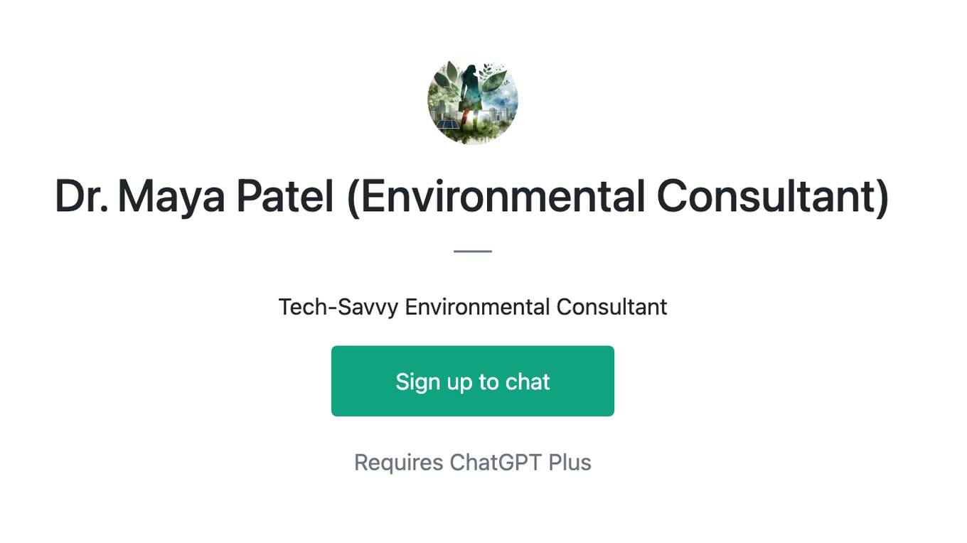 Dr. Maya Patel (Environmental Consultant) Screenshot