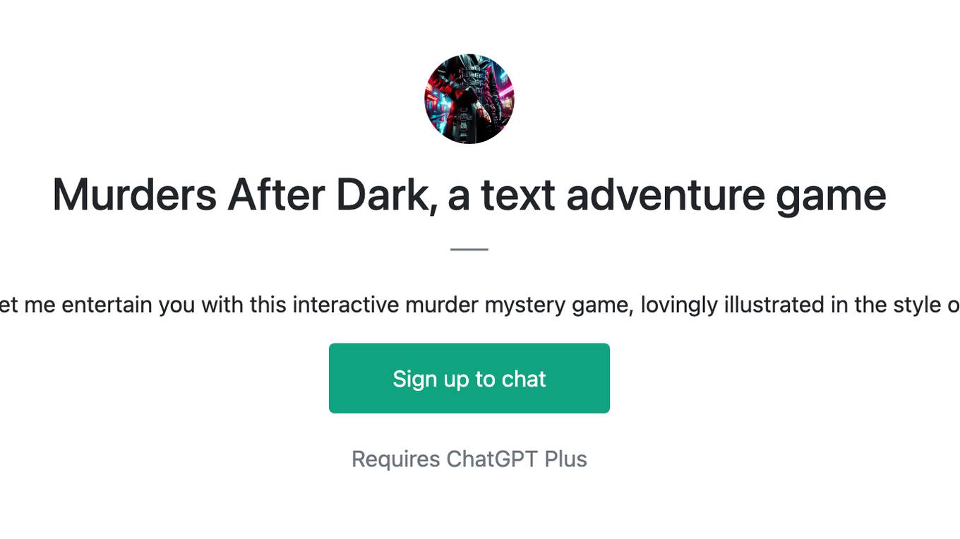 Murders After Dark, a text adventure game Screenshot