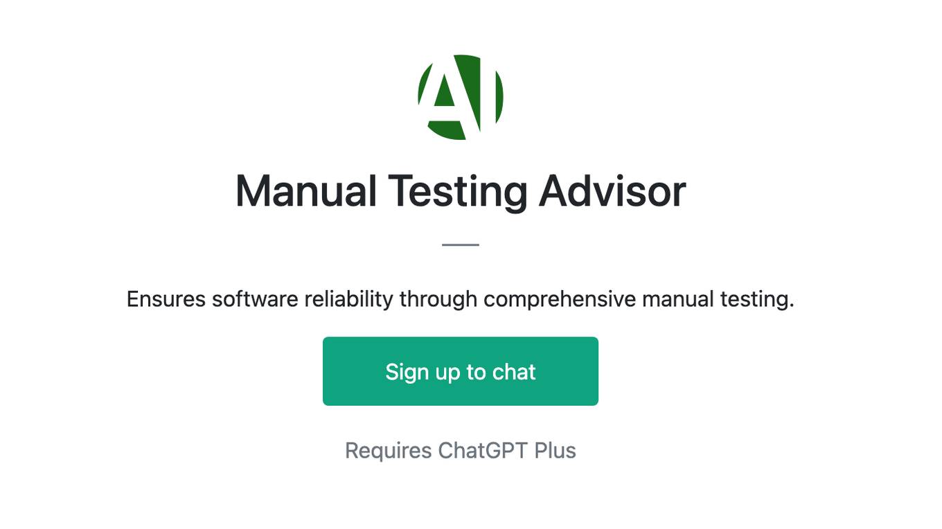 Manual Testing Advisor Screenshot