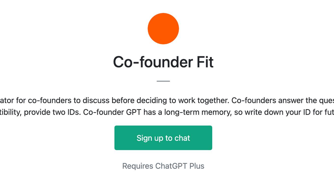 Co-founder Fit Screenshot