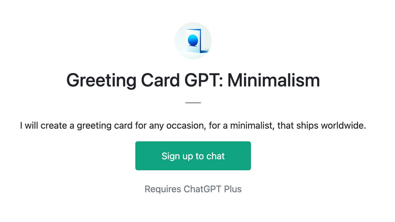 Greeting Card GPT: Minimalism Screenshot