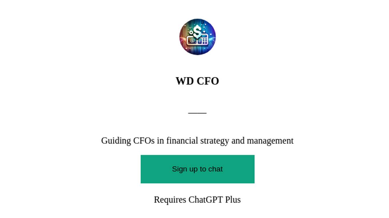 WD CFO Screenshot