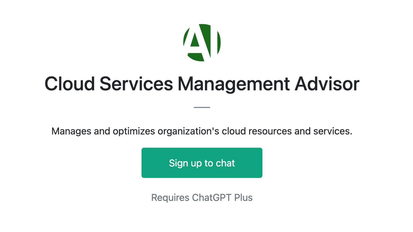 Cloud Services Management Advisor Screenshot