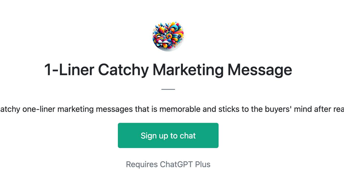 1-Liner Catchy Marketing Message Screenshot