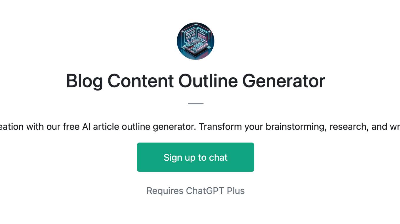 Blog Content Outline Generator Screenshot