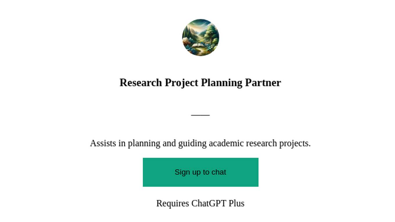 Research Project Planning Partner Screenshot