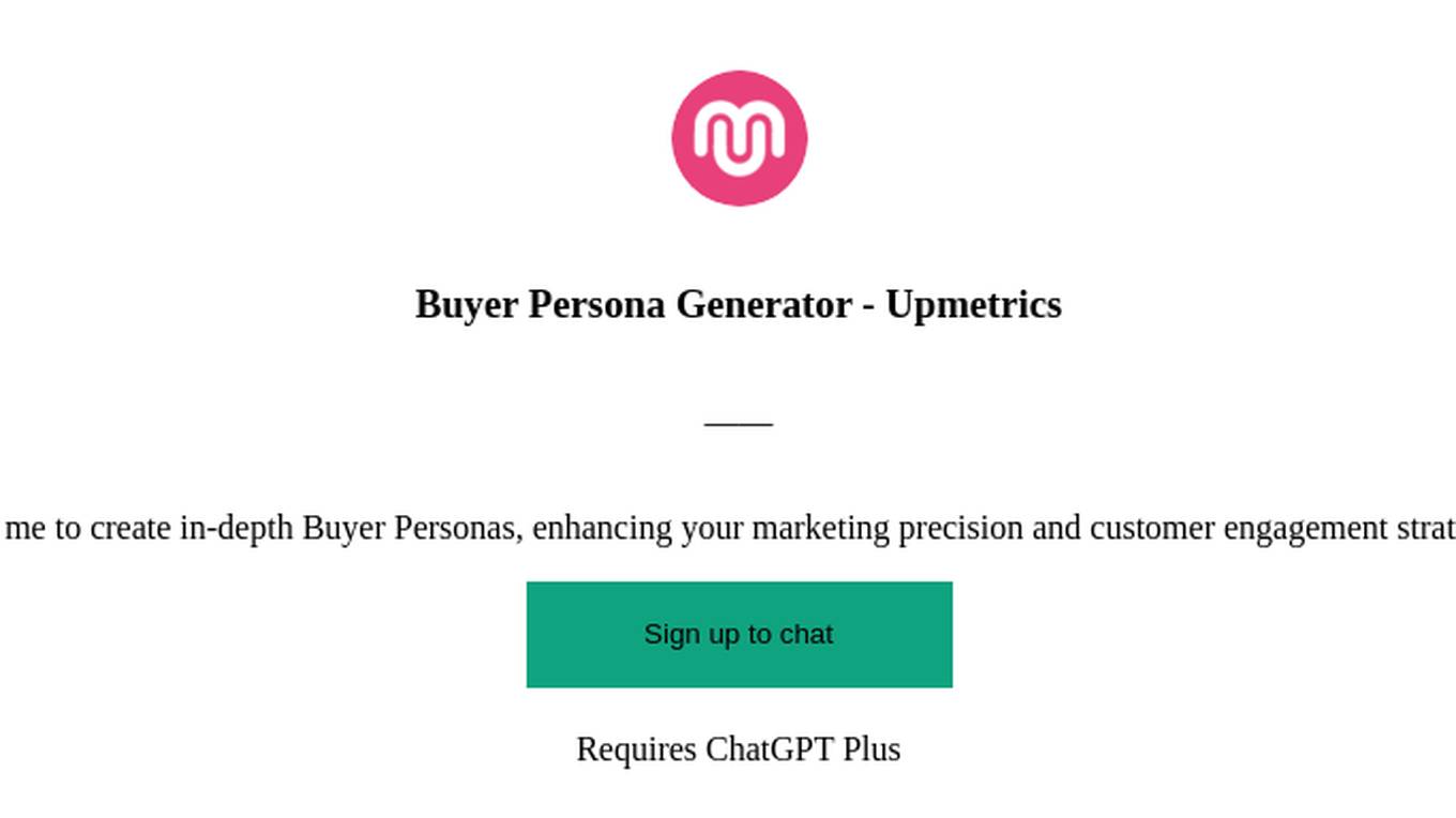 Buyer Persona Generator - Upmetrics Screenshot